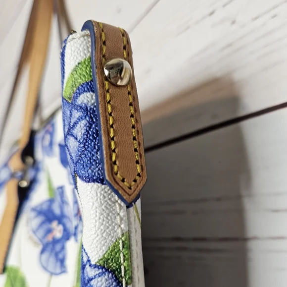 Dooney & Bourke Blue Bougainvillea Floral Handbag - Picture 9 of 15